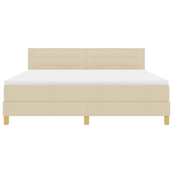 vidaXL Lit Boxspring LED avec bandes lumineuses LED crème 180 x 200 cm Tissu
