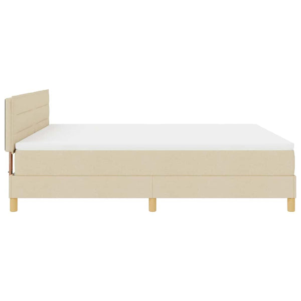 vidaXL Lit Boxspring LED avec bandes lumineuses LED crème 180 x 200 cm Tissu