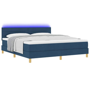 vidaXL Lit tapissier LED avec bandeaux LED bleu 180 x 200 cm tissu