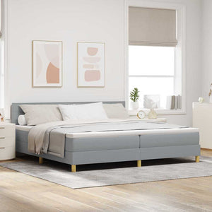 vidaXL Lit coffre à LED avec tête de lit Gris clair 200 x 200 cm Tissu