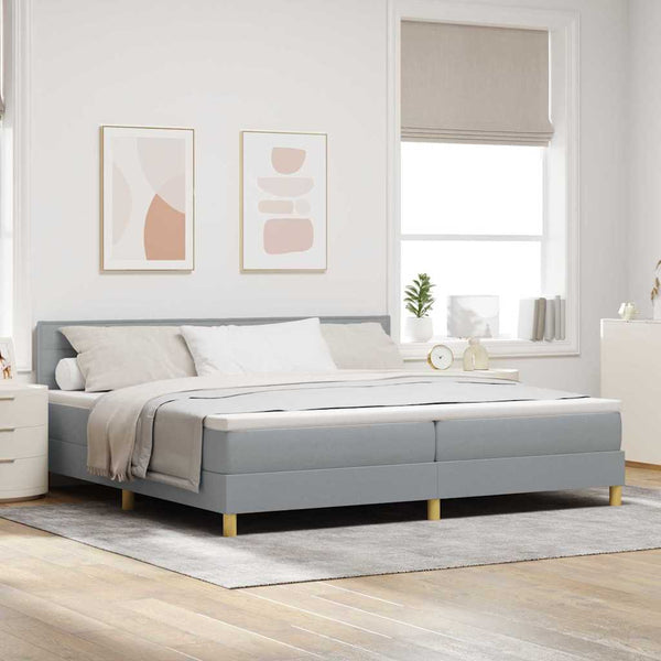 vidaXL Lit coffre à LED avec tête de lit Gris clair 200 x 200 cm Tissu