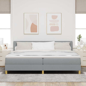 vidaXL Lit coffre à LED avec tête de lit Gris clair 200 x 200 cm Tissu