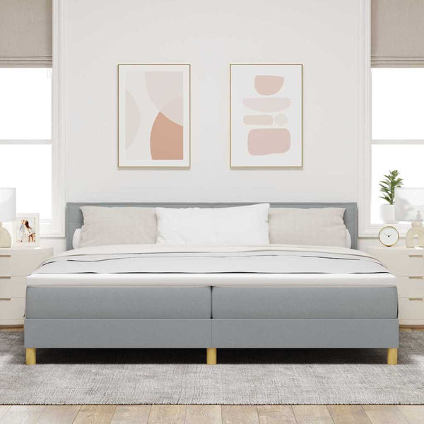 vidaXL Lit coffre à LED avec tête de lit Gris clair 200 x 200 cm Tissu