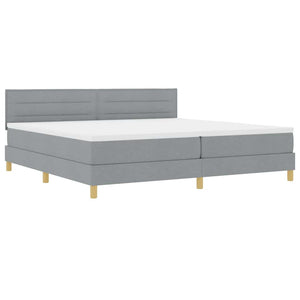 vidaXL Lit coffre à LED avec tête de lit Gris clair 200 x 200 cm Tissu