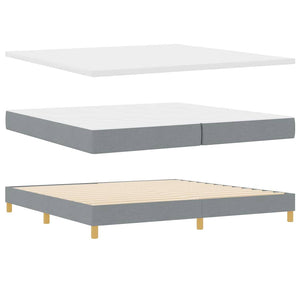 vidaXL Lit coffre à LED avec tête de lit Gris clair 200 x 200 cm Tissu