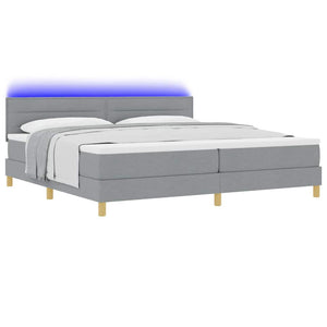 vidaXL Lit coffre à LED avec tête de lit Gris clair 200 x 200 cm Tissu