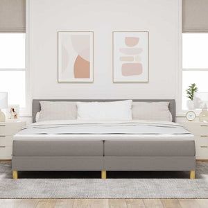 vidaXL Lit coffre à LED avec bandes lumineuses à LED Taupe 200 x 200 cm Tissu