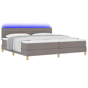 vidaXL Lit coffre à LED avec bandes lumineuses à LED Taupe 200 x 200 cm Tissu