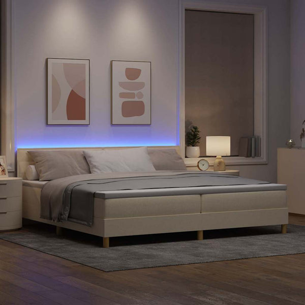 LED Boxspringbett Creme 200x200 cm