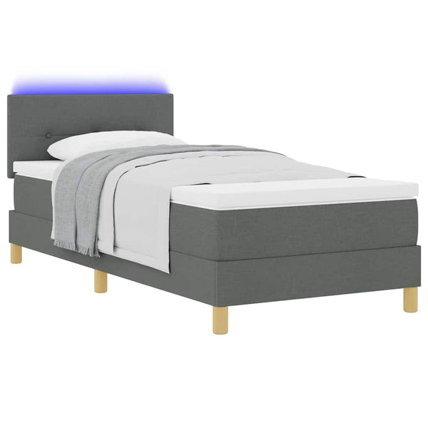 vidaXL Lit coffre à LED avec tête de lit Gris foncé 80 x 200 cm Tissu