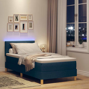 vidaXL Lit coffre à LED avec oreiller Bleu 80 x 200 cm Tissu