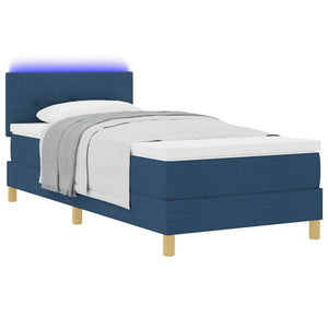 vidaXL Lit coffre à LED avec oreiller Bleu 80 x 200 cm Tissu