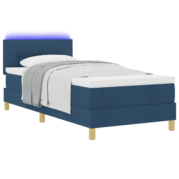 vidaXL Lit coffre à LED avec oreiller Bleu 80 x 200 cm Tissu