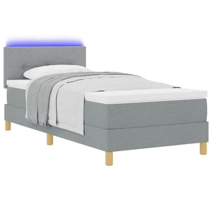 vidaXL Lit tapissier LED avec tête de lit Gris clair 90 x 190 cm Tissu