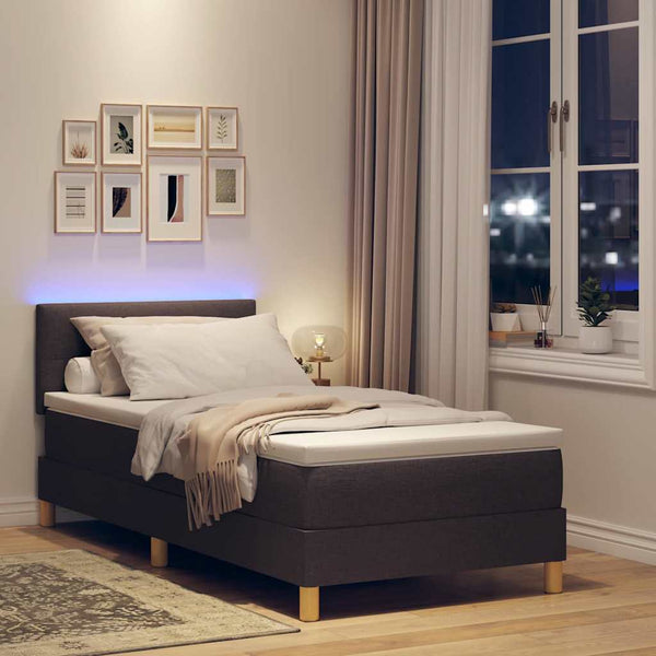LED Boxspringbett Dunkelbraun 90x200 cm