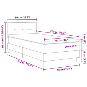 LED Boxspringbett Dunkelbraun 90x200 cm