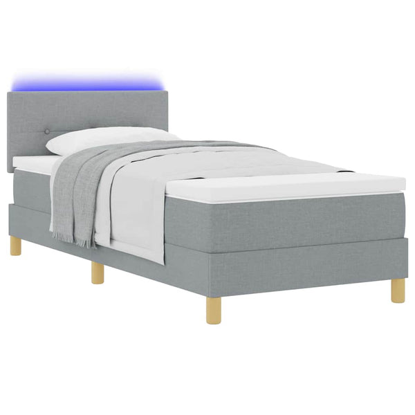 LED Boxspringbett Hellgrau 100x200 cm