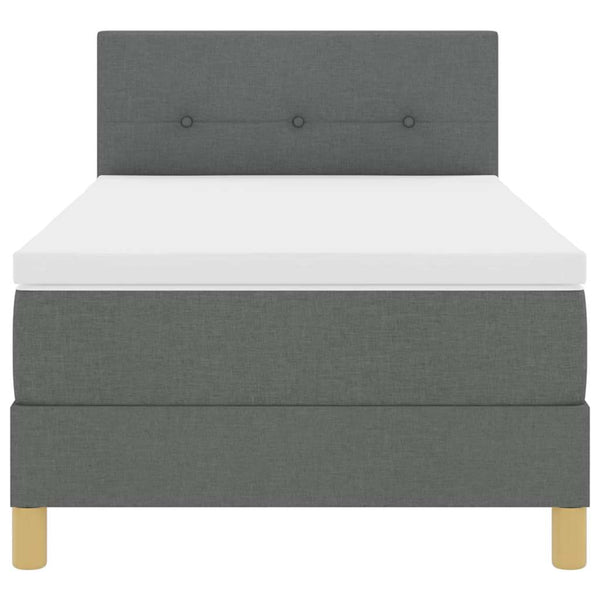 vidaXL Lit coffre à LED avec oreiller, gris foncé, 100 x 200 cm, tissu