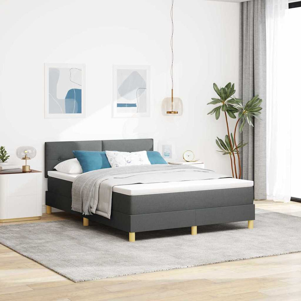 LED Boxspringbett Dunkelgrau 140x190 cm