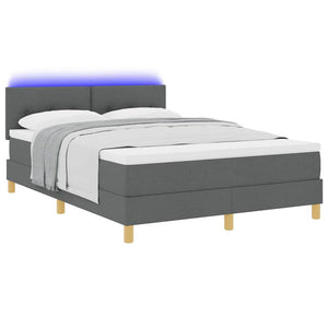 vidaXL lit coffre LED avec oreillers gris foncé 140 x 190 cm tissu