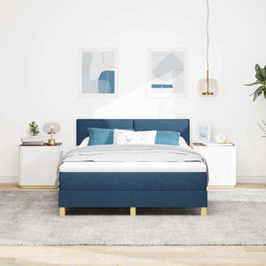 vidaXL Lit coffre à LED avec bandes lumineuses LED bleu 140 x 190 cm tissu