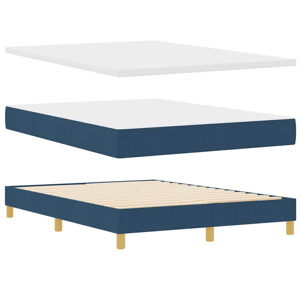 vidaXL Lit coffre à LED avec bandes lumineuses LED bleu 140 x 190 cm tissu