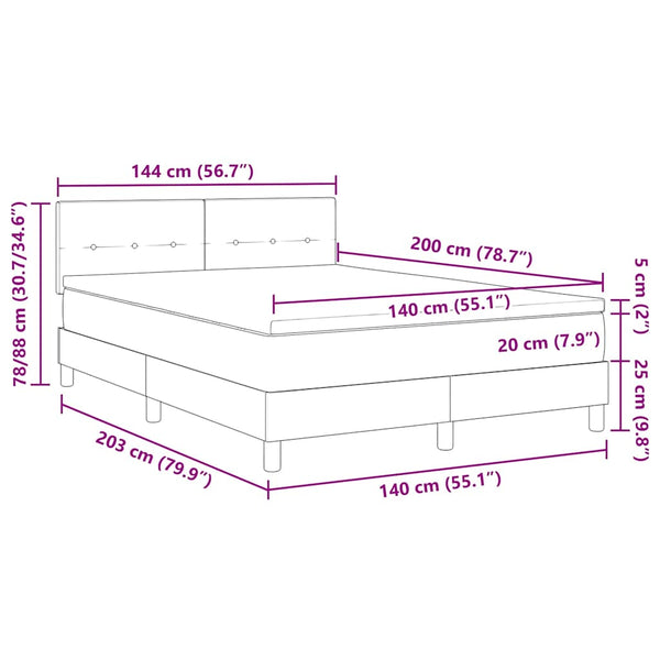 LED Boxspringbett Dunkelbraun 140x200 cm