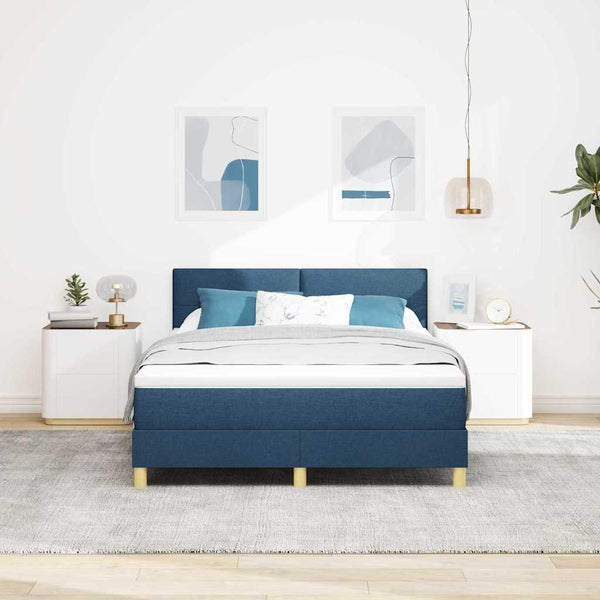 LED Boxspringbett Blau 140x200 cm