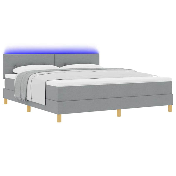 vidaXL Lit coffre à LED avec tête de lit Gris clair 180 x 200 cm Tissu