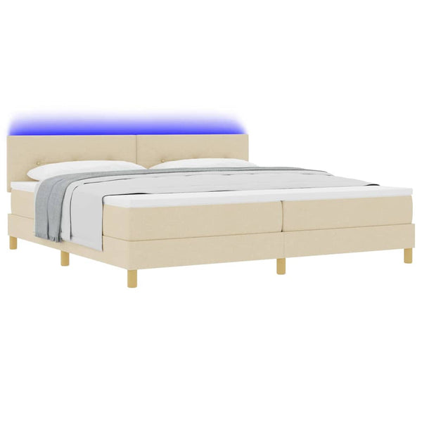LED Boxspringbett Creme 200x200 cm