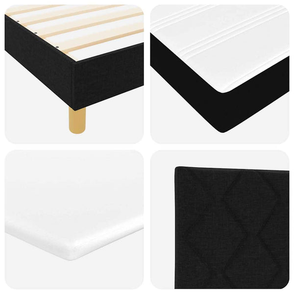 vidaXL Lit double tapissier LED avec oreiller Noir 80 x 200 cm Tissu