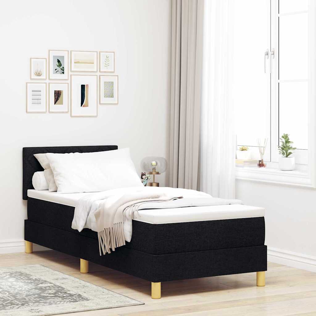 vidaXL Lit double tapissier LED avec oreiller Noir 80 x 200 cm Tissu