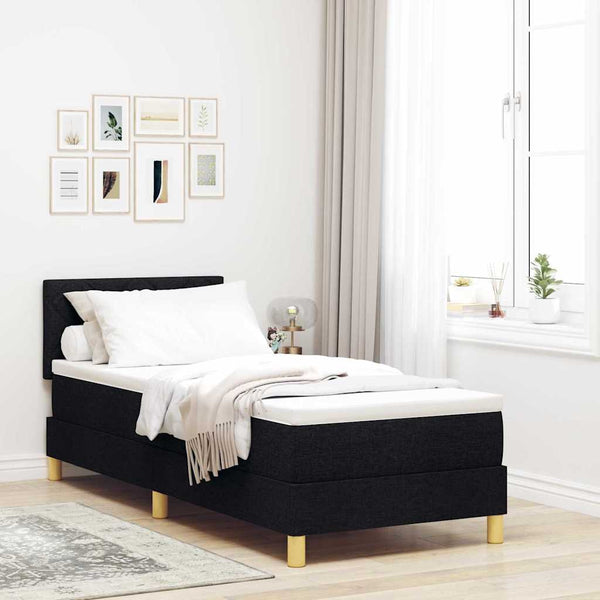 vidaXL Lit double tapissier LED avec oreiller Noir 80 x 200 cm Tissu