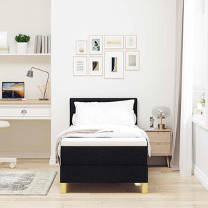 vidaXL Lit double tapissier LED avec oreiller Noir 80 x 200 cm Tissu