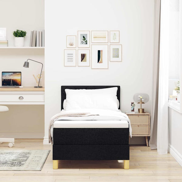 vidaXL Lit double tapissier LED avec oreiller Noir 80 x 200 cm Tissu
