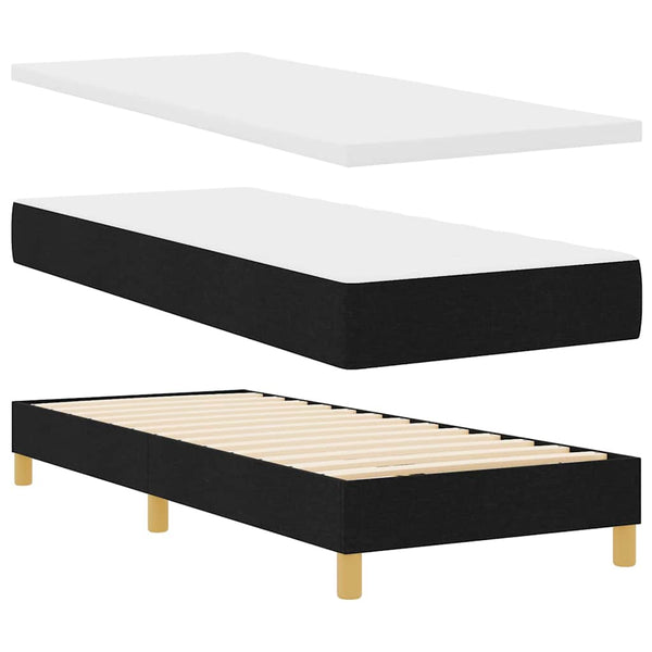 vidaXL Lit double tapissier LED avec oreiller Noir 80 x 200 cm Tissu