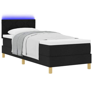 vidaXL Lit double tapissier LED avec oreiller Noir 80 x 200 cm Tissu