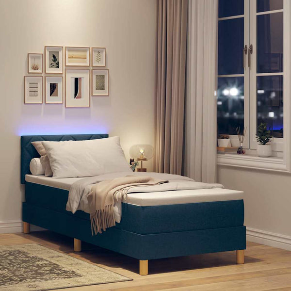 LED Boxspringbett Blau 80x200 cm