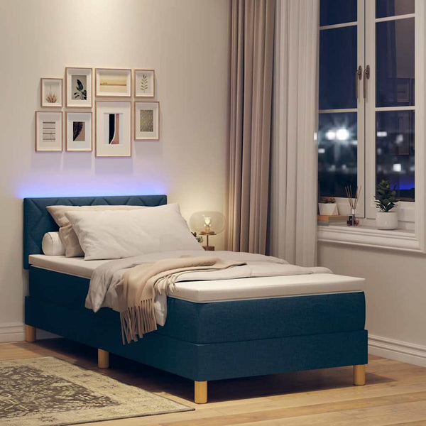 LED Boxspringbett Blau 90x190 cm
