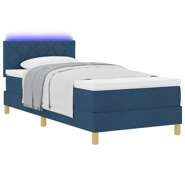 LED Boxspringbett Blau 90x190 cm