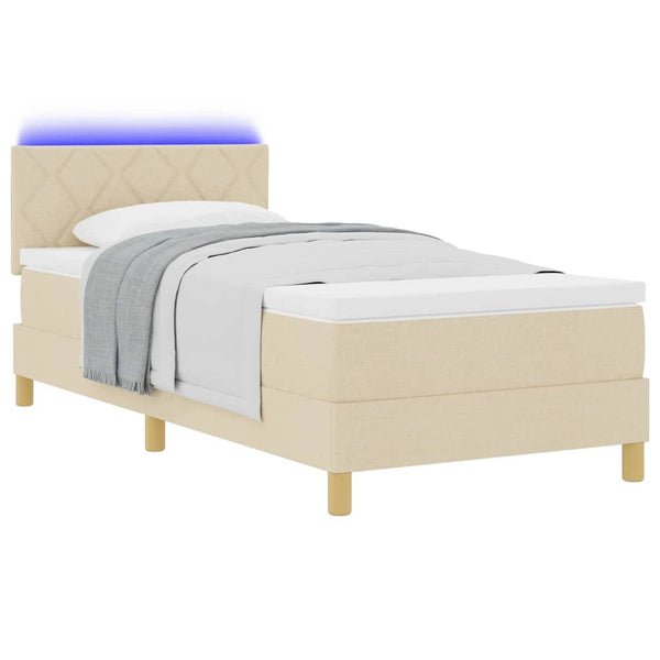 LED Boxspringbett Creme 100x200 cm