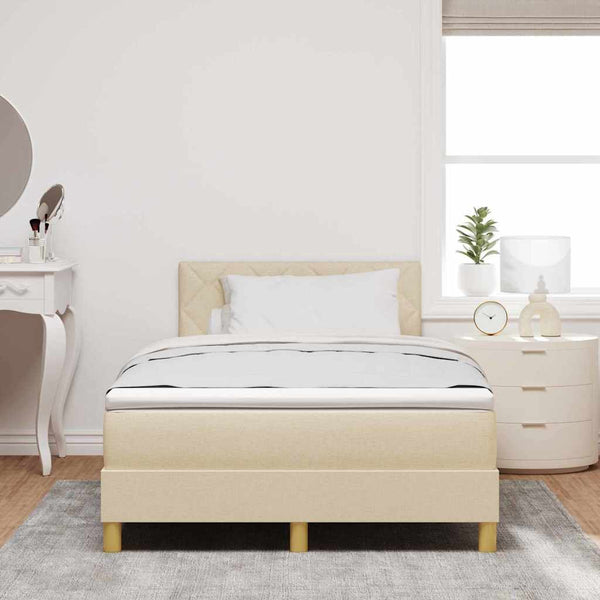 vidaXL Lit tapissier LED avec oreillers Crème 120 x 190 cm Tissu