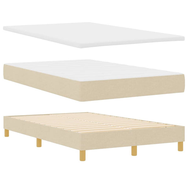 vidaXL Lit tapissier LED avec oreillers Crème 120 x 190 cm Tissu