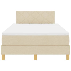 vidaXL Lit tapissier LED avec oreillers Crème 120 x 190 cm Tissu