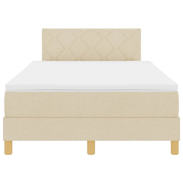 vidaXL Lit tapissier LED avec oreillers Crème 120 x 190 cm Tissu