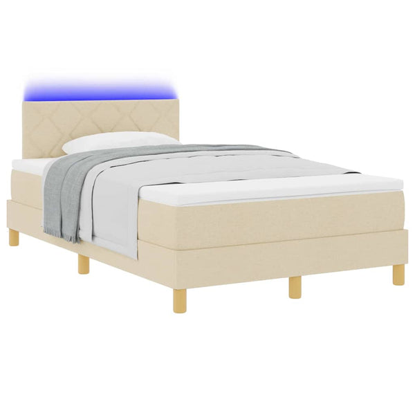 vidaXL Lit tapissier LED avec oreillers Crème 120 x 190 cm Tissu