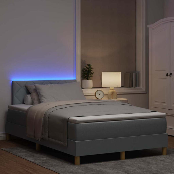 LED Boxspringbett Hellgrau 120x200 cm