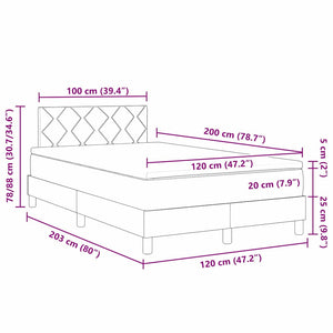 LED Boxspringbett Hellgrau 120x200 cm