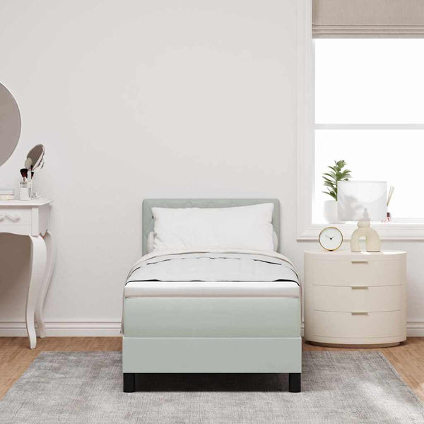 LED Boxspringbett mit Matratze 80x200 cm Hellgrau Samt