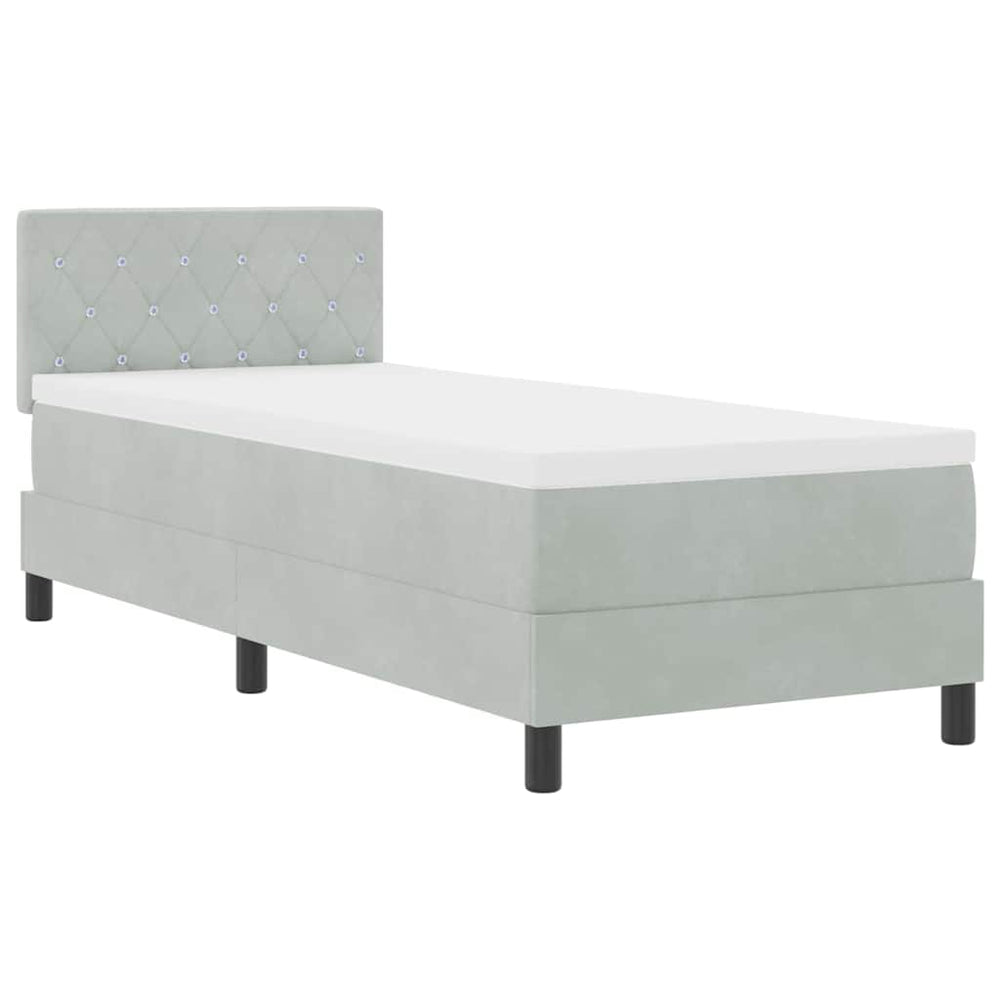 LED Boxspringbett mit Matratze 80x200 cm Hellgrau Samt